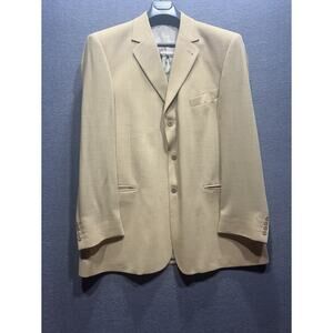 Zanetti Mens Wool Blazer Jacket Beige Size 58R Made in Italy NWOT